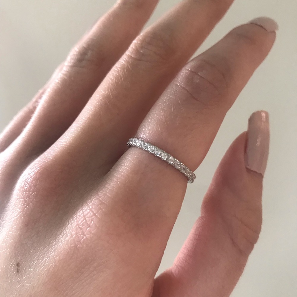 .925 Sterling Silver Round Eternity Band Ring - Picture 6 of 8